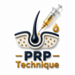 3D PRP Technique logo featuring a syringe with Platelet-Rich Plasma (PRP) applied to a hair follicle, representing advanced PRP hair restoration and scalp rejuvenation treatment at Turkish Hair Factory in Tijuana, Mexico.